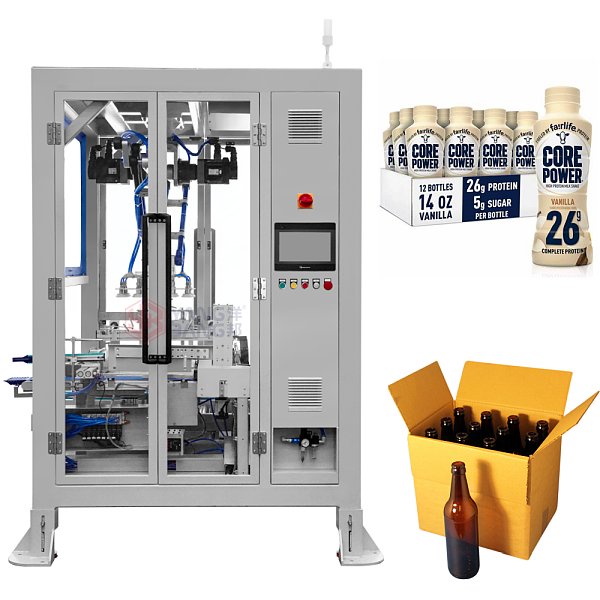 Automatic Robot Arm Pick and Place Beverage Beer Wine Bottle Case Packing Machine