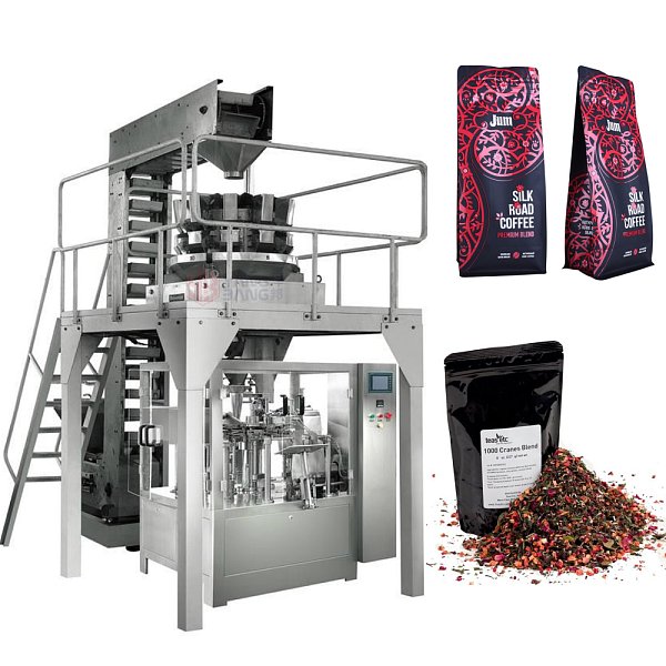 YB-GD210K-08 Automatic Multi-Function Doypack Coffee Beans Tea Bag Weighing and Packing Machine Zipper Bag Packing Machine