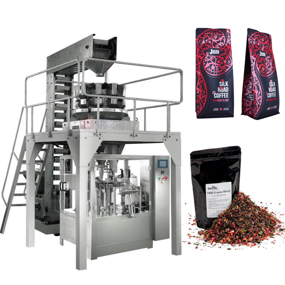 YB-GD210K-08 Automatic Multi-Function Doypack Coffee Beans Tea Bag Weighing and Packing Machine Zipper Bag Packing Machine