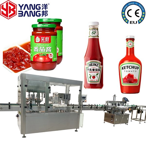 YB-J4B 4 Heads Automatic Paste Filling Machine High Precision Plunger Pump for Peanut Butter Chili Sauce Tomato Jam Bottling