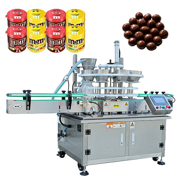 YB-KA High Efficiency Automatic Canned Jar Bottle Small Granule Nuts Grains Salt Filling Capping Machine Production Line