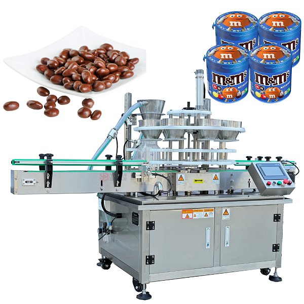 YB-KA High Efficiency Automatic Canned Jar Bottle Small Granule Nuts Grains Salt Filling Capping Machine Production Line