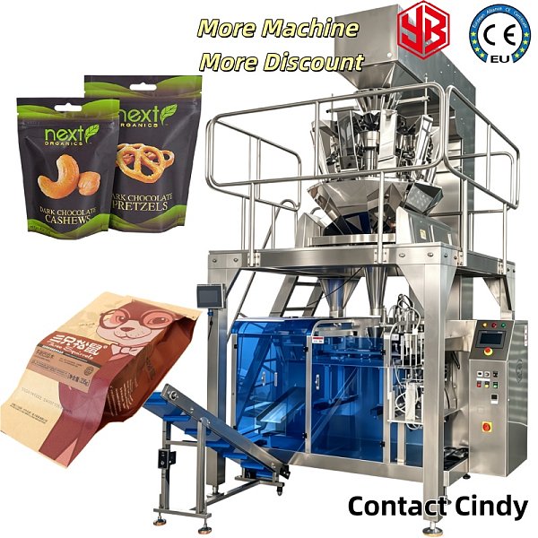 Full Automatic Premade Pouch Packing Machine Multi Head Weigher for Nuts Coffee Beans Rice Candy Frozen Food Packaging