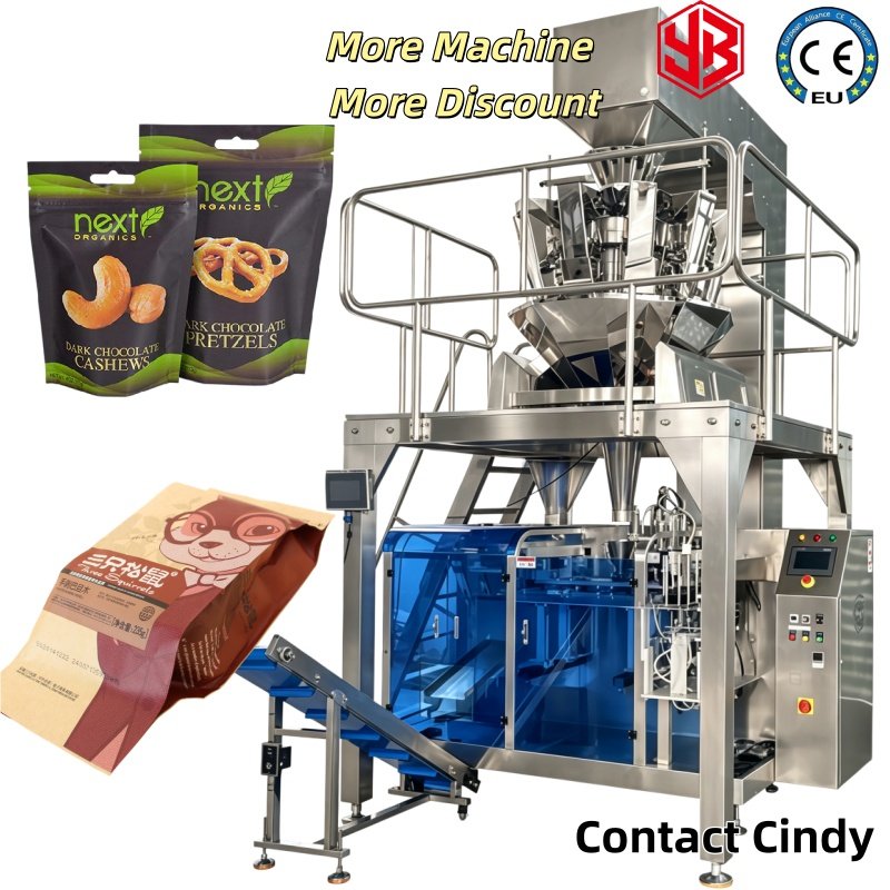 Full Automatic Premade Pouch Packing Machine Multi Head Weigher for Nuts Coffee Beans Rice Candy Frozen Food Packaging