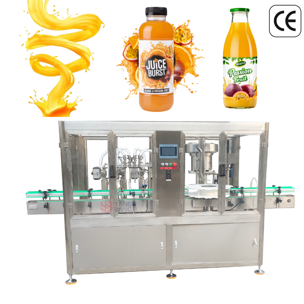 YB-YG4 Series High Precision Automatic Juice Bottling Plant with Rotary Capping Machine for PET and Glass Bottles Juice Filler