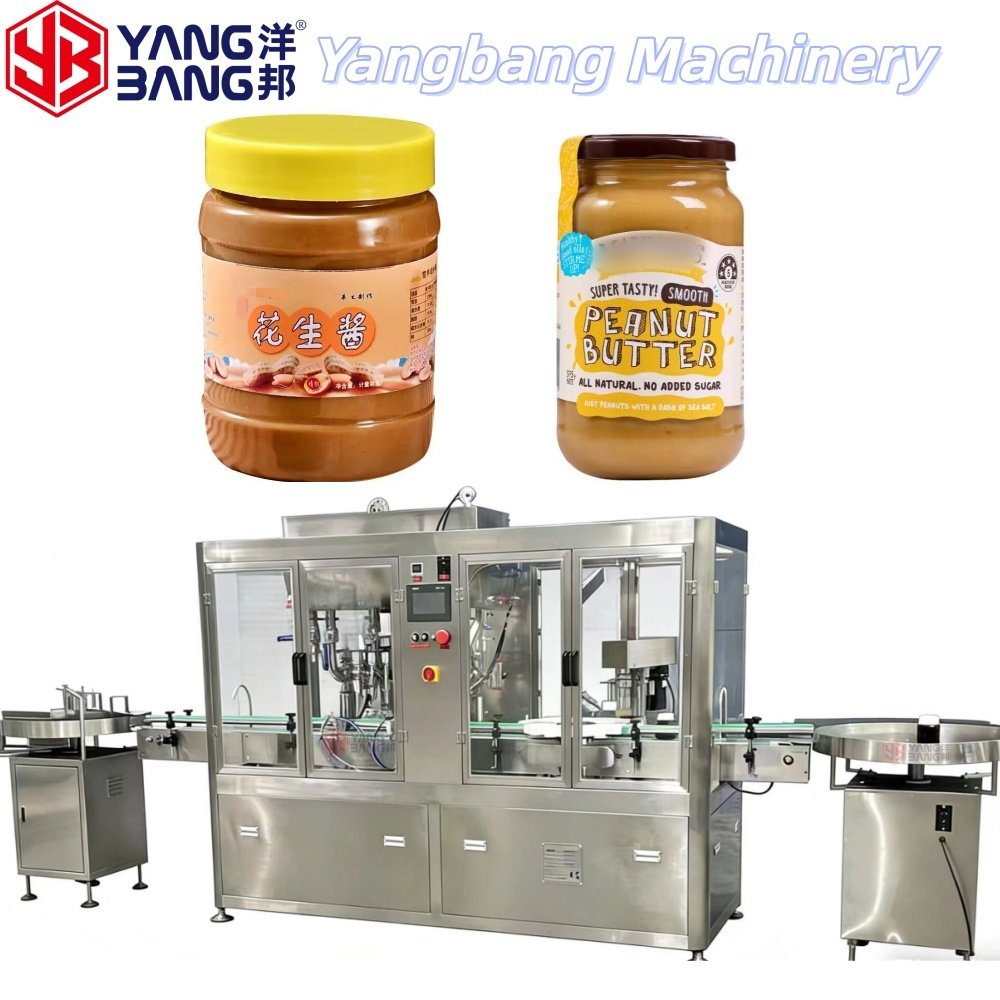 YB-J4B Full Automatic Peanut Butter Glass Round Square Bottle Filling Capping Machine Sauce Filling Line Easy to Operate