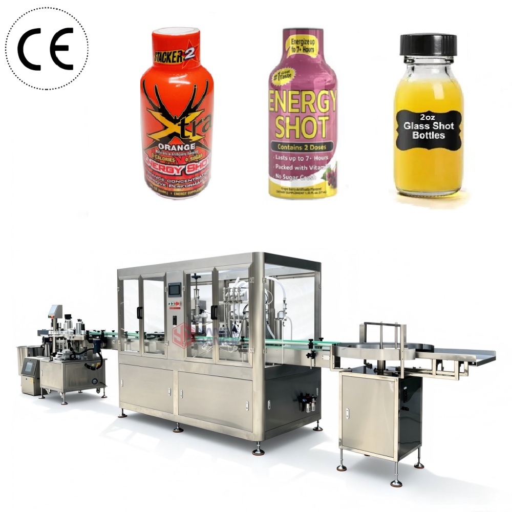 China Factory Automatic Energy drink shot bottle 2oz 60ml filling and capping machine factory and supplier
