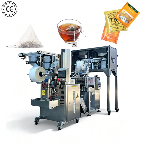 Automatic Nylon Triangle Tea Bag Packing Machine with Scales Weigher Inner and Outer Bag Packaging Machine for Coffee Tea