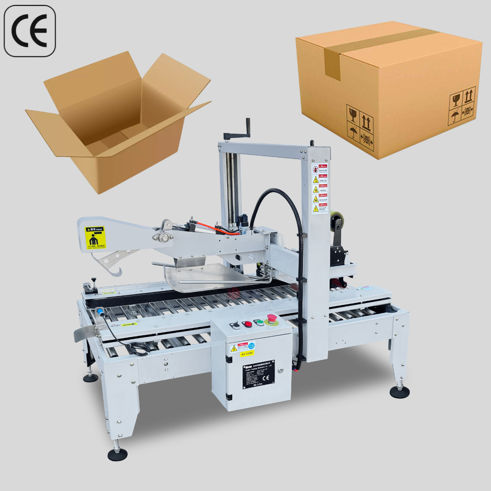 Automatic Flap Folding Case Sealer Carton Sealing Machine with Top and Bottom Tape Taping for End of Line Packaging System