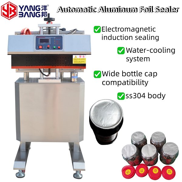 YB-LF70 Fully Automatic Factory Price Plastic Bottle Aluminum Foil Sealing Machine Wide Bottle Caps Compatibility Fast Adjust