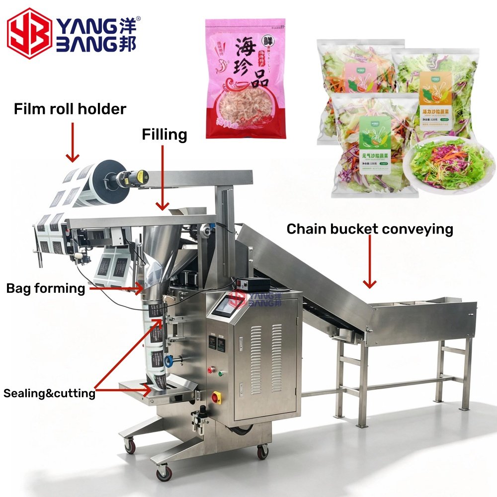 YB-450LD Hot Sale Vegetable Pouch Bean Sprouts Pouch Pillow Sealing Packaging Machine With Bag Forming Function
