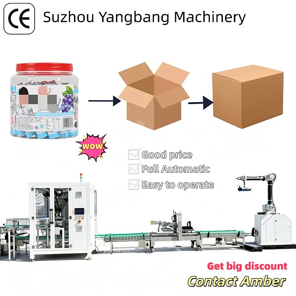 YB-ZX1300-2 High Speed Automatic Coffee Cup Case Packer Machine SUS304 Robotic Arm Box Packing Production Line