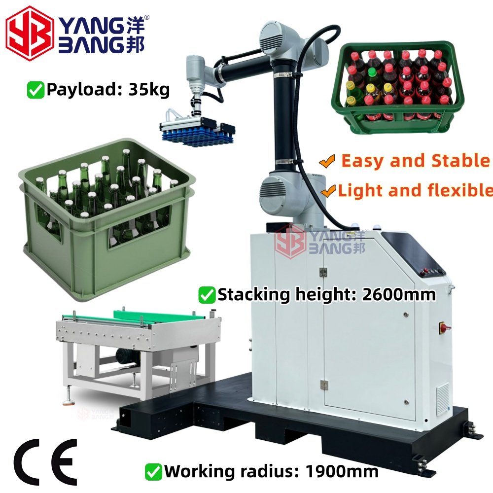 YB-MD35L Automatic Industry Robot Palletizing Machine Beverage Plastic Crate Carton Box Palletizing Machine