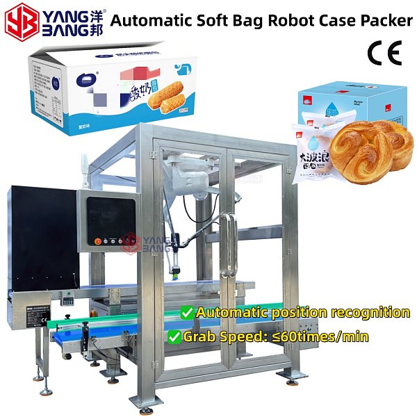 YB-ZXD1 Automatic Factory Price Soft Bag Robot Case Packer PLC Control Touch Screen Used for Cartoning of Various Soft Bags