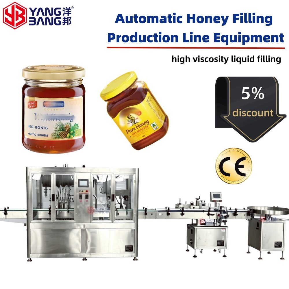 YB-J4B Full Automatic Glass Bottle Honey High Viscosity Liquid Filling Equipment Jam Used for Food Beverage Industries Filling
