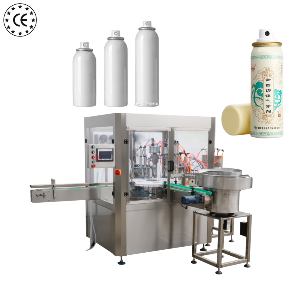 YB-QW2 Automatic 3 in 1 Aerosol Spray Filling Machine for Body Spray Air Freshener China Factory