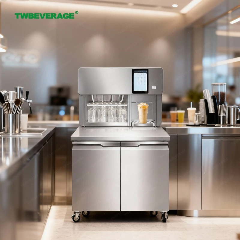 Customized Commercial Equipment For Making Milk Tea For Boba Shop, With Refrigeration Workbench