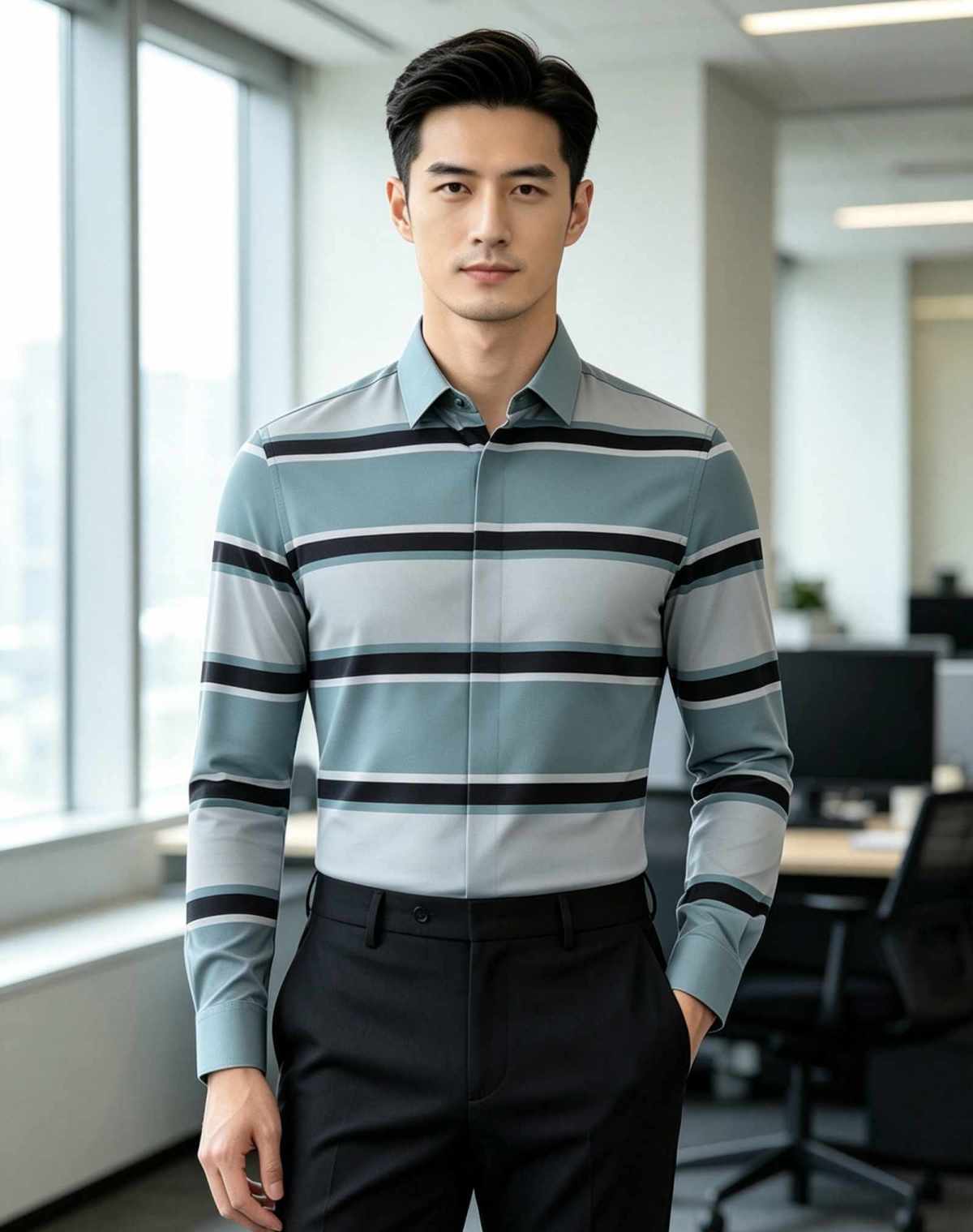 Straight-knit fabric (one-way stretch polyester)