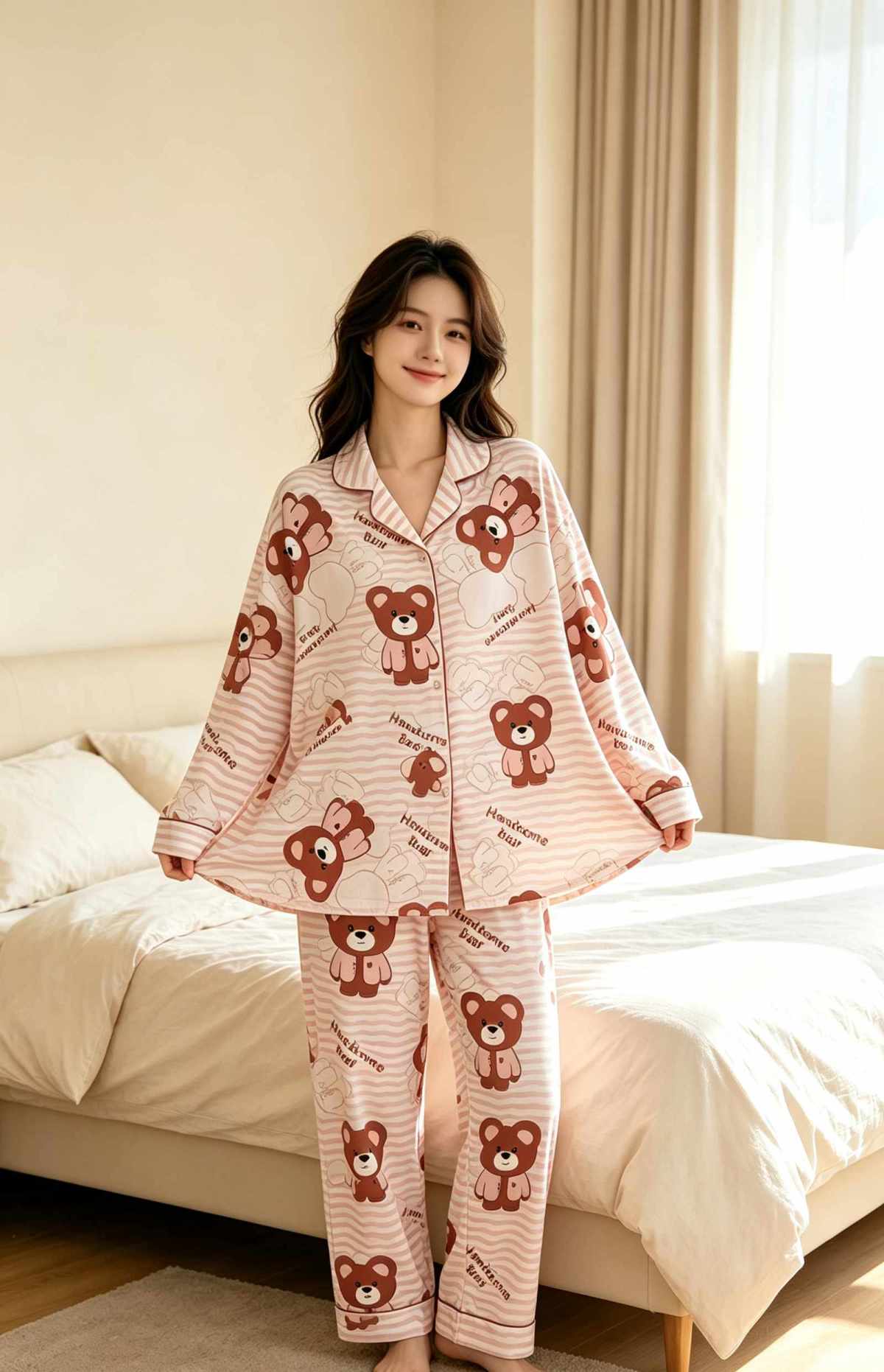 Woven fabric with wave-like texture, heat transfer printing