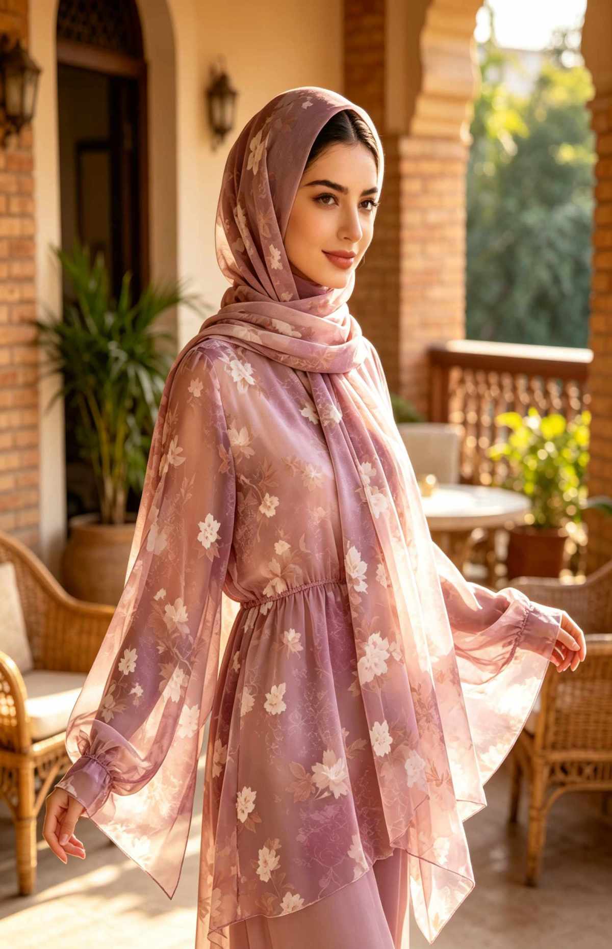 Silk chiffon, polyester twill, heat transfer printing