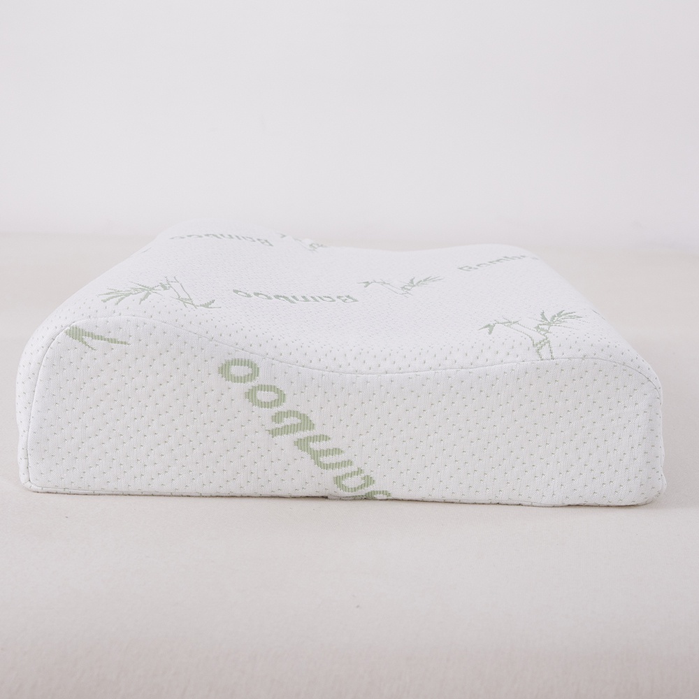 Custom Zero Pressure Ergonomic Bamboo Fiber Neck Pillow Wave Shaped Rectangle Memory Foam for Sleep Comfort and Massage