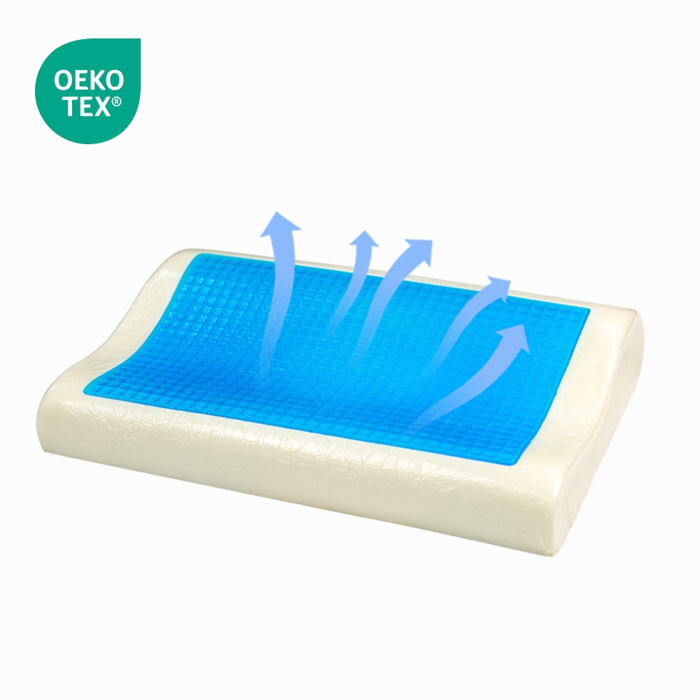 Slow Rebound Cooling Gel Orthopedic Memory Foam Wave Bed Pillows for Sleep Massage