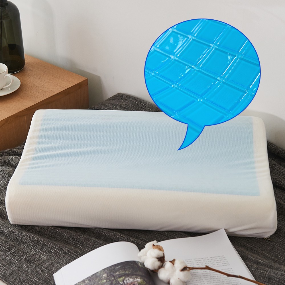Slow Rebound Cooling Gel Orthopedic Memory Foam Wave Bed Pillows for Sleep Massage