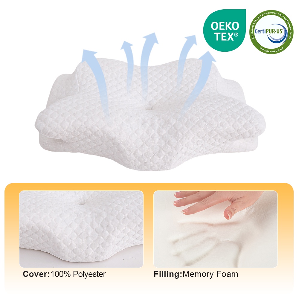 SUPER 20% Lyocell+80% Polyester Comfortable Fabric Memory Foam Sleeping Pillow Ergonomic Neck Cushion Pain Relief Logo Custom