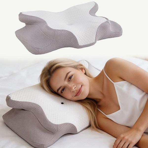SUPER Custom Logo Orthopedic Memory Foam Butterfly Pillow Contour Neck Ergonomic Neck Brace Anti-Snoring Neck Pillow