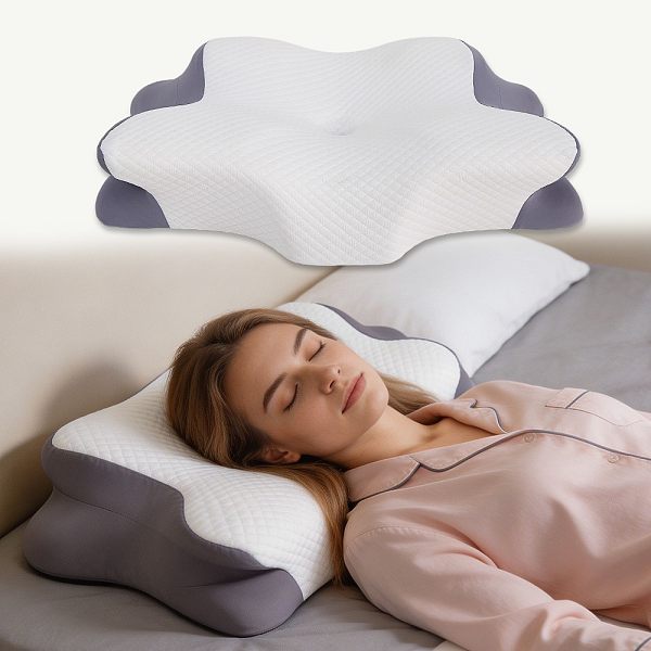 SUPER Modern Cervical Pillow Skin- Friendly Smooth Fabric Memory Foam Ergonomics Contour Neck Support Cushion for Deep Sleep OEM
