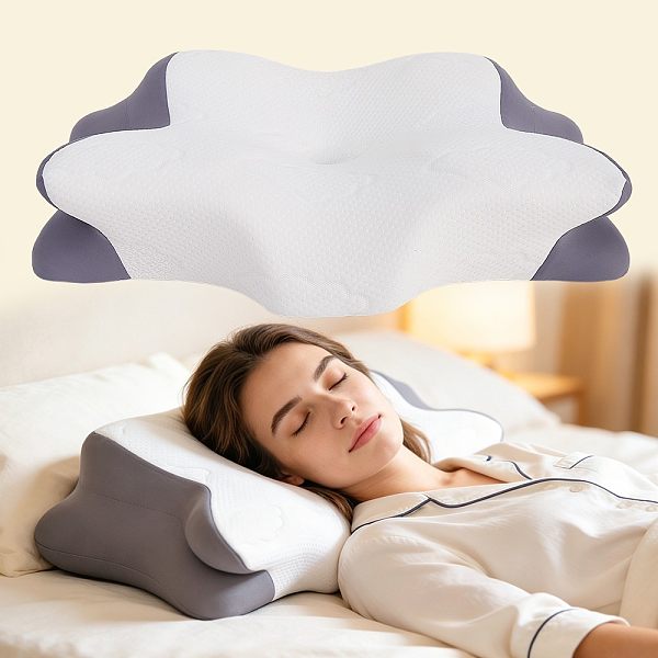 SUPER Factory Price 100% Polyester Comfortable Sleep Odorless Takeoff Pillow Zoned Neck Support Memory Foam Cervical Pillow OEM