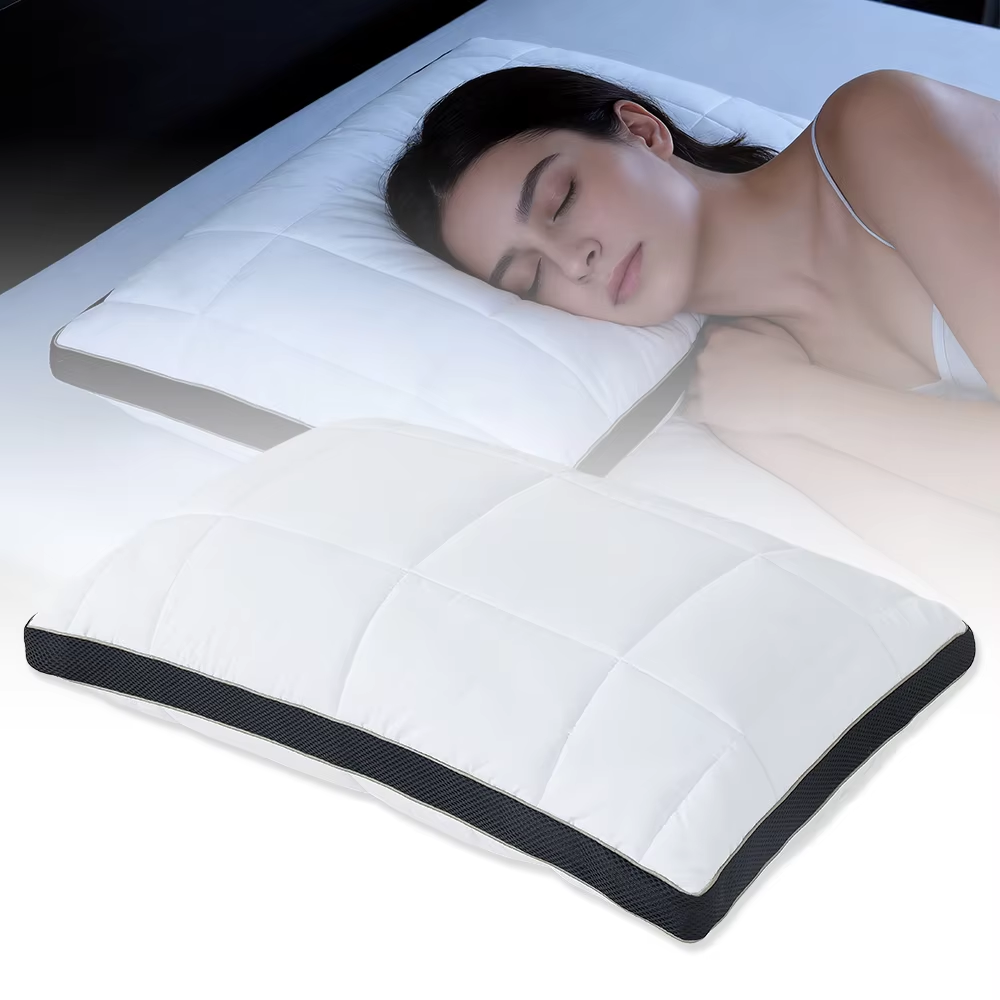 OEM Removable Poly-Cotton Pillowcase Shredded Memory Foam Pillow with Cooling Gel Bead Breathable Mesh Height-adjustable Pillow