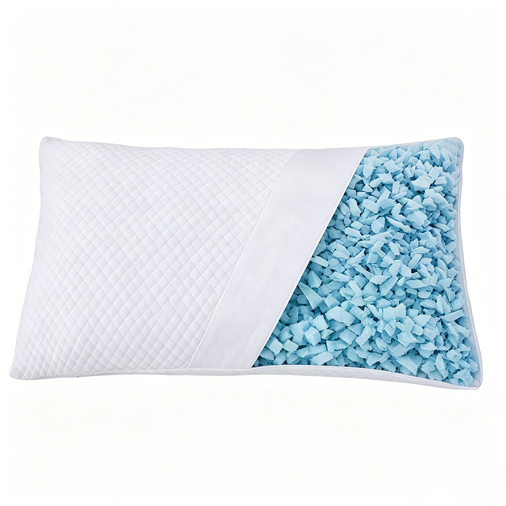 Customizable Shredded Memory Foam Pillow Adjustable Neck Removable Sleeping Cooling Non-Toxic Soft Bamboo Fabric Bed Bedding