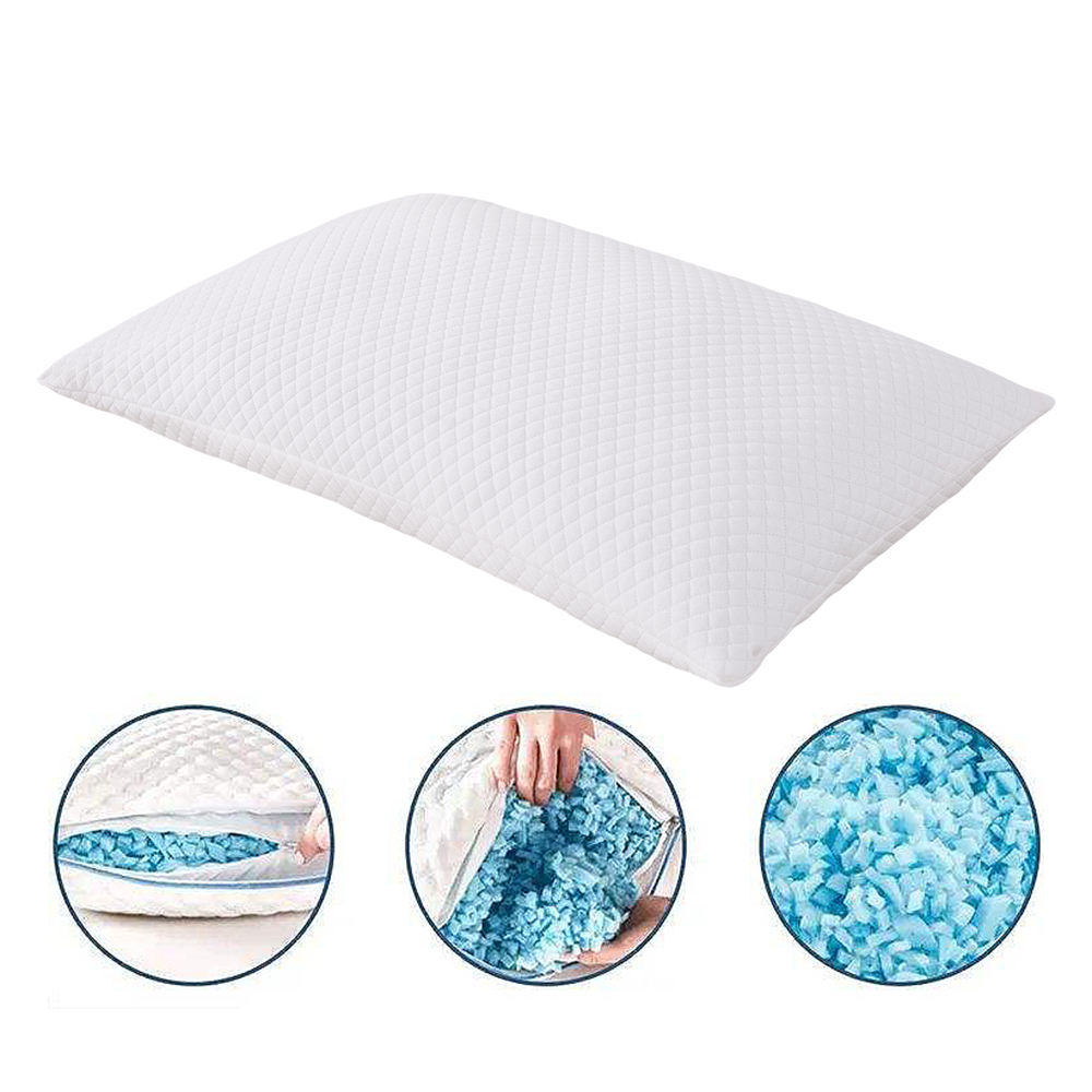 Customizable Shredded Memory Foam Pillow Adjustable Neck Removable Sleeping Cooling Non-Toxic Soft Bamboo Fabric Bed Bedding