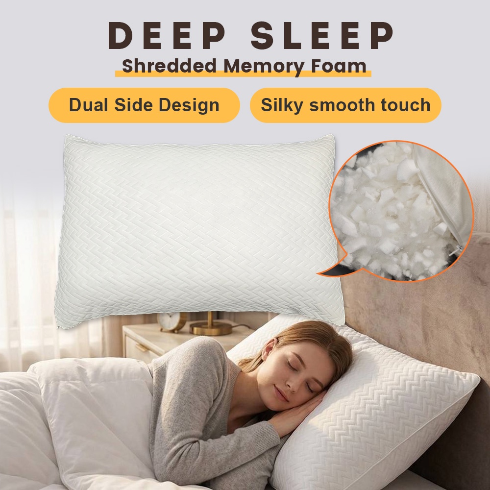 Adjustable Shredded Memory Foam Pillow with Extra Refill Ergonomic Neck Support Pillow Packaging Set for Wholesale