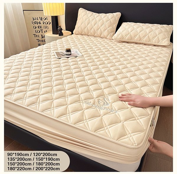 Wholesale Waterproof Fitted Sheet Quilted Thickened Mattress Protector Cover Elastic Band Soft Bed Mat for Home Hospital Hotel