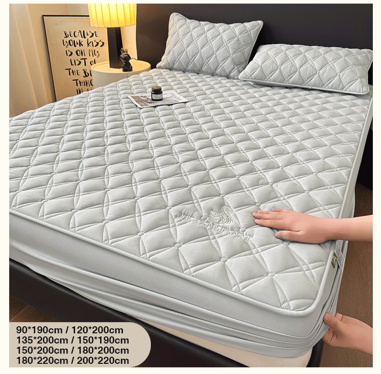 Wholesale Waterproof Fitted Sheet Quilted Thickened Mattress Protector Cover Elastic Band Soft Bed Mat for Home Hospital Hotel