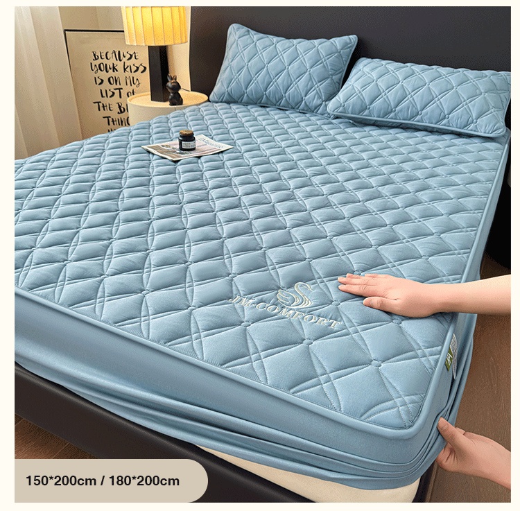 Wholesale Waterproof Fitted Sheet Quilted Thickened Mattress Protector Cover Elastic Band Soft Bed Mat for Home Hospital Hotel
