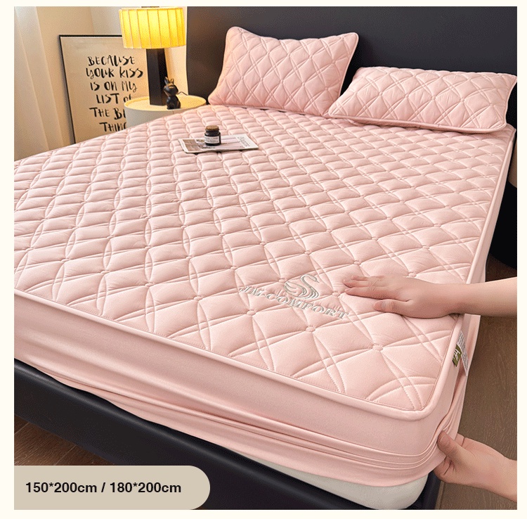 Wholesale Waterproof Fitted Sheet Quilted Thickened Mattress Protector Cover Elastic Band Soft Bed Mat for Home Hospital Hotel