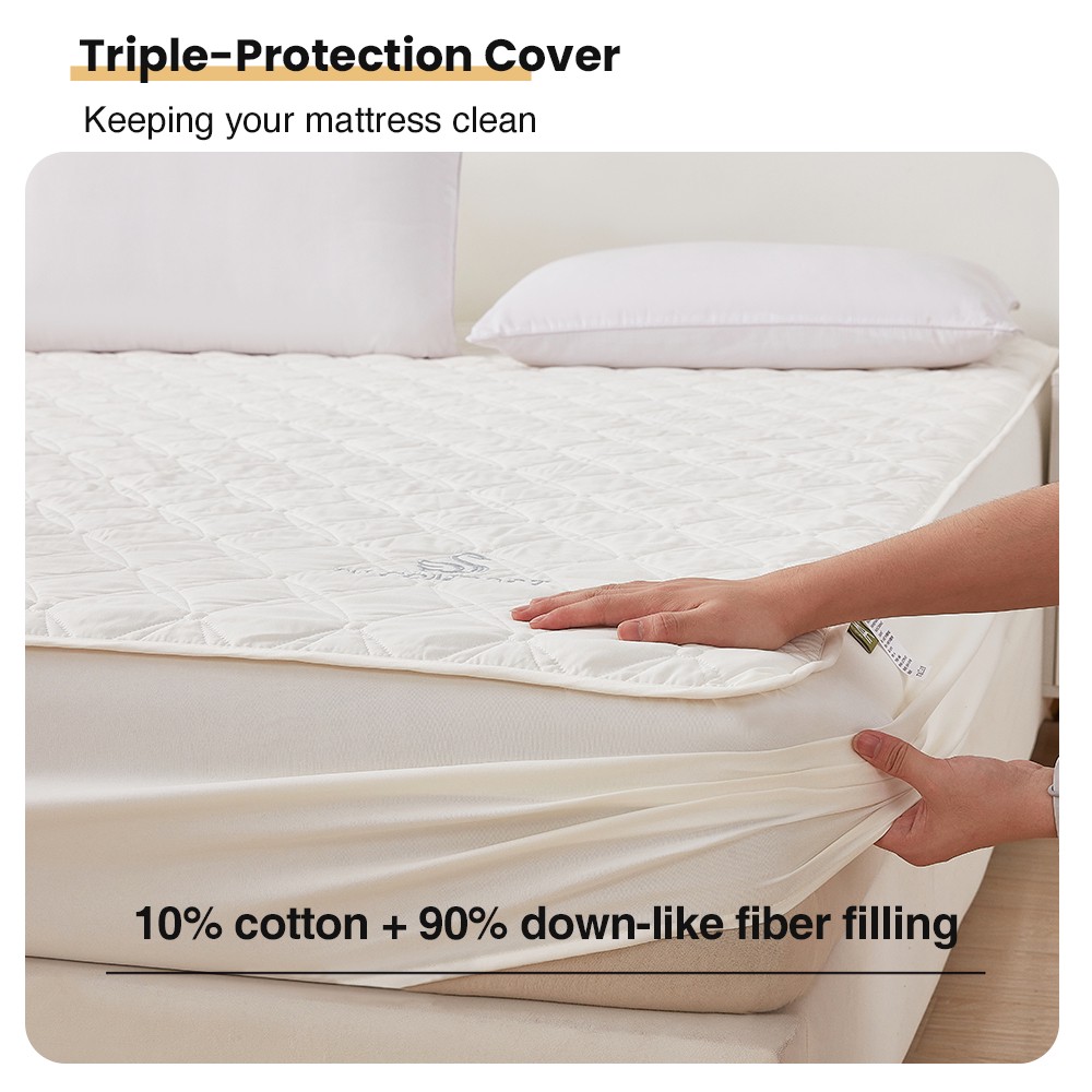 Wholesale Waterproof Fitted Sheet Quilted Thickened Mattress Protector Cover Elastic Band Soft Bed Mat for Home Hospital Hotel