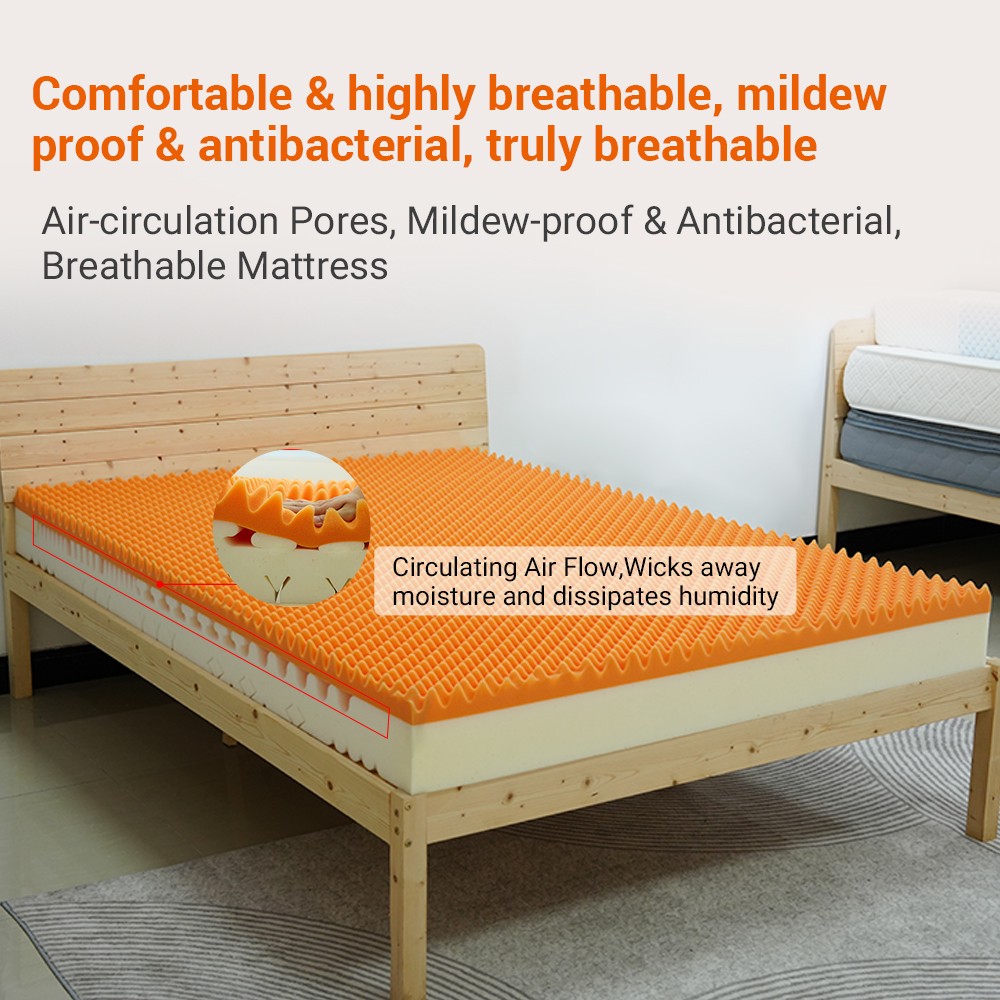 Wholesale King Size Egg Crate Cutting Foam Mattress Topper Eco-Friendly Foam Mattress with Bed Cover for Hotel Home Bedroom Use