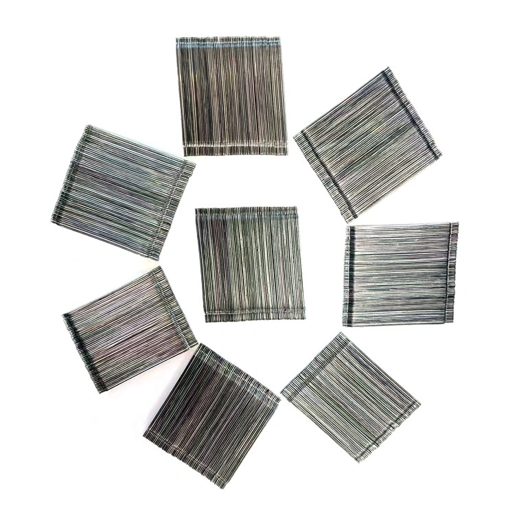 Hook shaped steel fiber at the end of the row