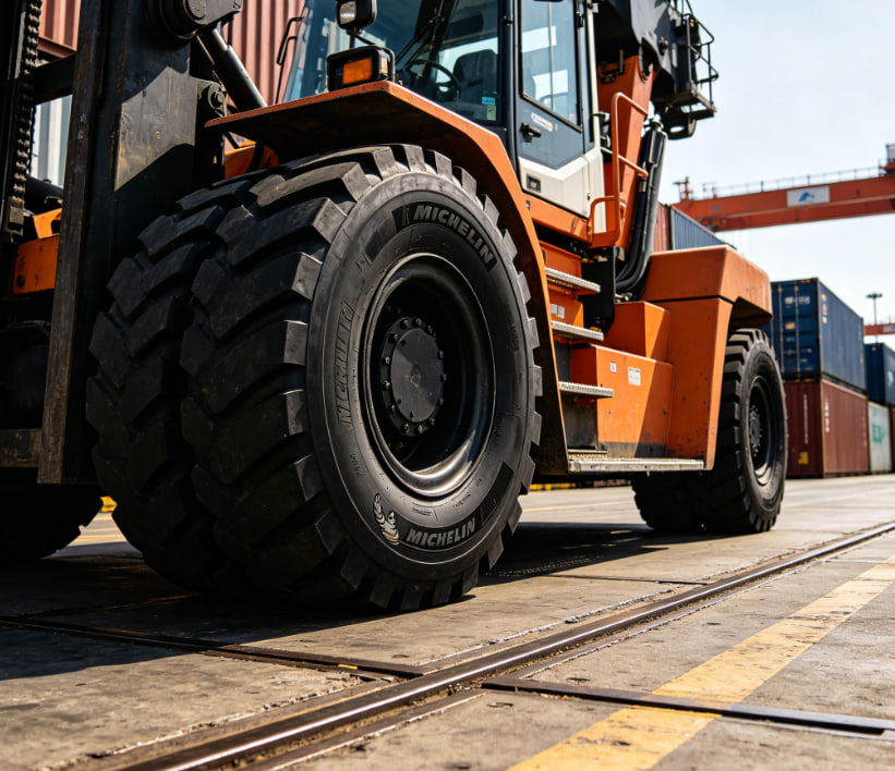 Michelin Premium Industrial Solid Rubber Tire, Wear Resistant Shock Absorbing Forklift Tyre, Heavy Duty Port Warehouse Solid Industrial Tire For Material Handling Equipment