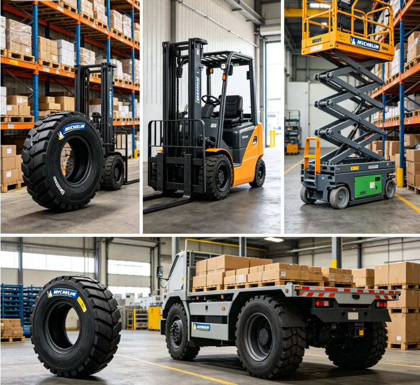 Michelin Premium Industrial Solid Rubber Tire, Wear Resistant Shock Absorbing Forklift Tyre, Heavy Duty Port Warehouse Solid Industrial Tire For Material Handling Equipment