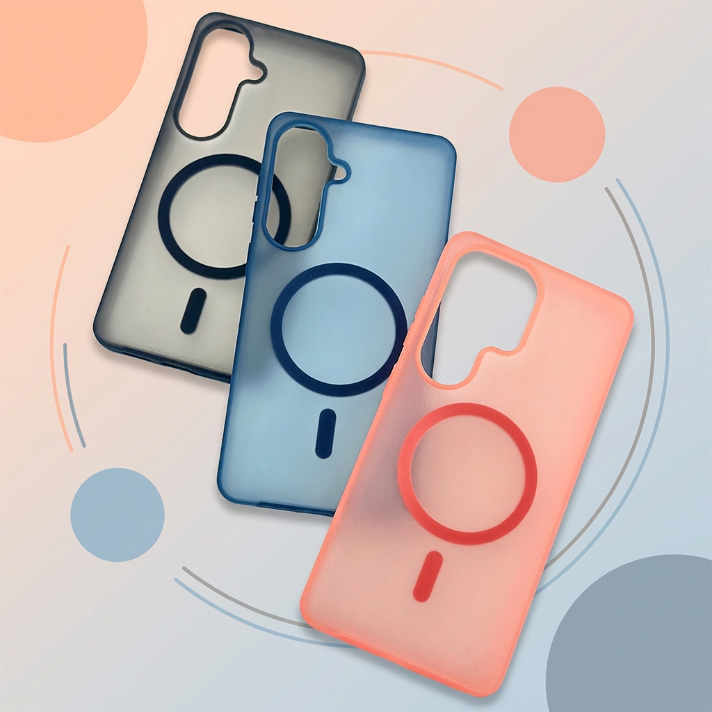 S084 Stylish Matte Silicone Phone Case, Shockproof Magnetic Protective Case for Samsung S23 S24 S25 S26 Ultra, Protective Case for iPhone