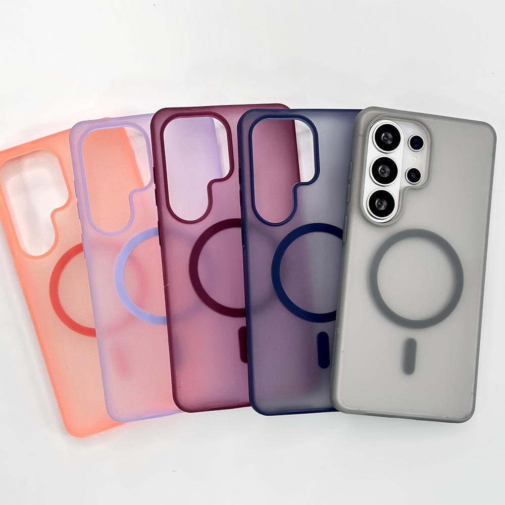 S084 Stylish Matte Silicone Phone Case, Shockproof Magnetic Protective Case for Samsung S23 S24 S25 S26 Ultra, Protective Case for iPhone