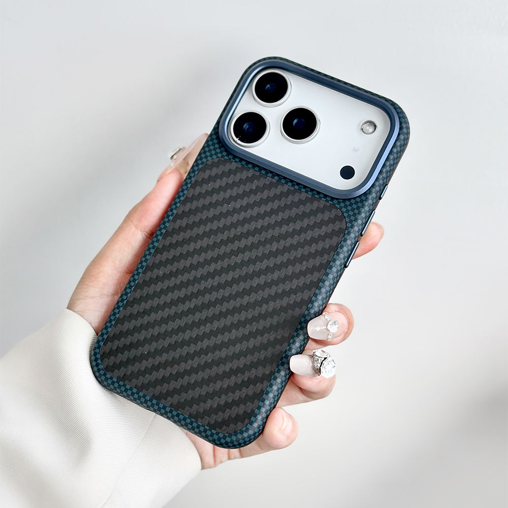 L188 Stylish Carbon Fiber Texture Phone Case for iPhone 14, 15, 16, 17 Pro Max; Shockproof Magnetic Phone Case for Samsung.