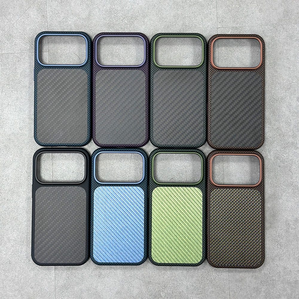 L188 Stylish Carbon Fiber Texture Phone Case for iPhone 14, 15, 16, 17 Pro Max; Shockproof Magnetic Phone Case for Samsung.