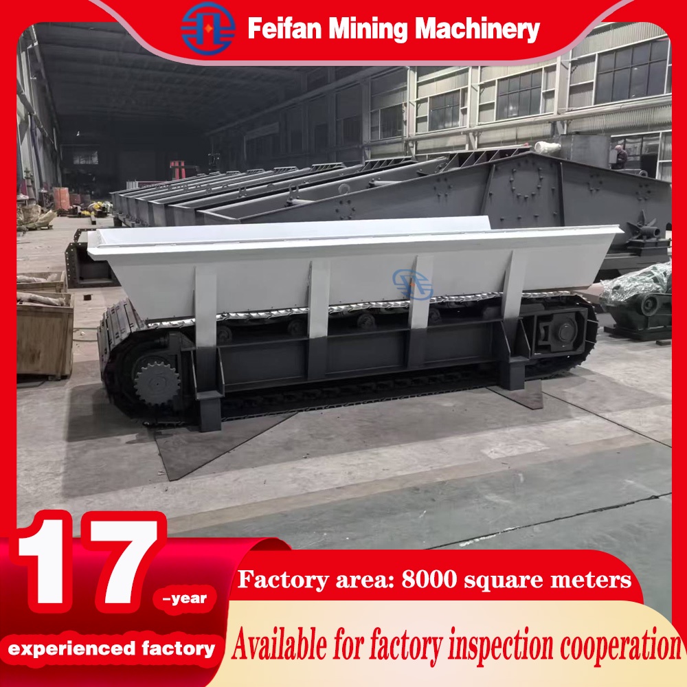 Alimentateur à tablier FEIFAN TDG-15 à corps soudé renforcé pour la manutention de gros blocs de minerai et de matériaux lourds dans les opérations minières