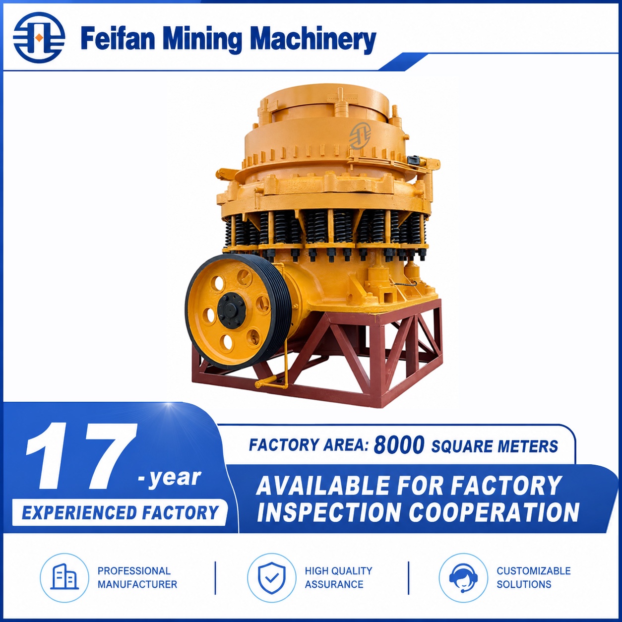 Machine de concasseur à cône galvanisée antirouille FEIFAN adaptée aux environnements de mines humides et de carrières côtières 